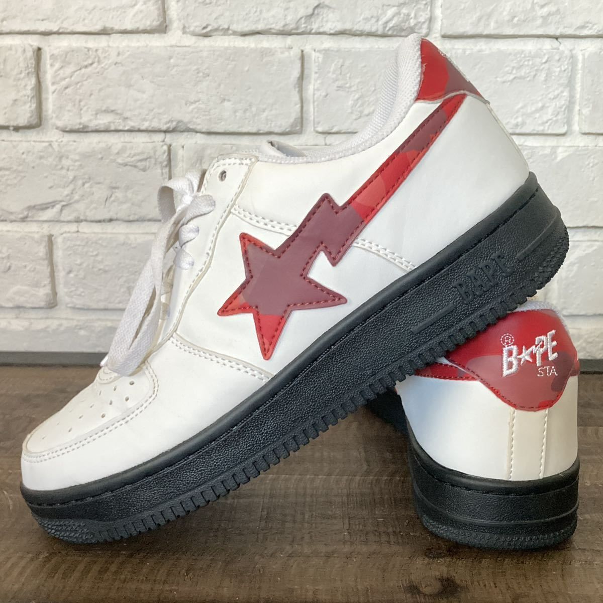 レザー BAPESTA スニーカー 26cm a bathing ape Red camo BAPE レザー BAPESTA スニーカー 26cm a bathing ape Red camo BAPE