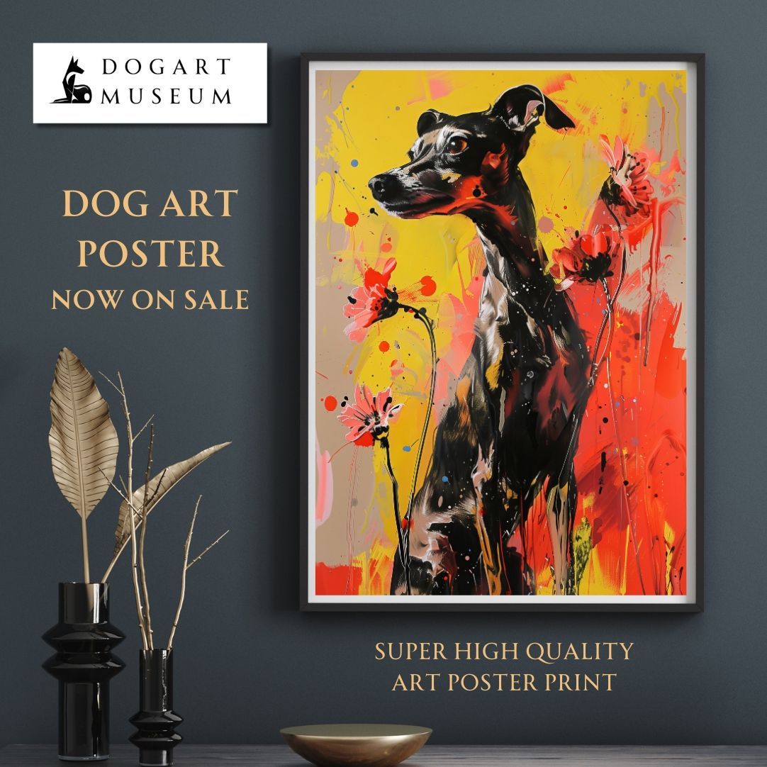 犬花爛漫 - イタリアングレーハウンド犬 No.5】ジークレー版画＊名入れ