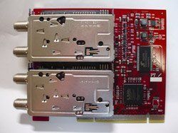 No brand バルク品メーカーなし　赤いPT2　DECULTURE　PT2×2　合計4基のデジタルチューナー搭載PCIボード