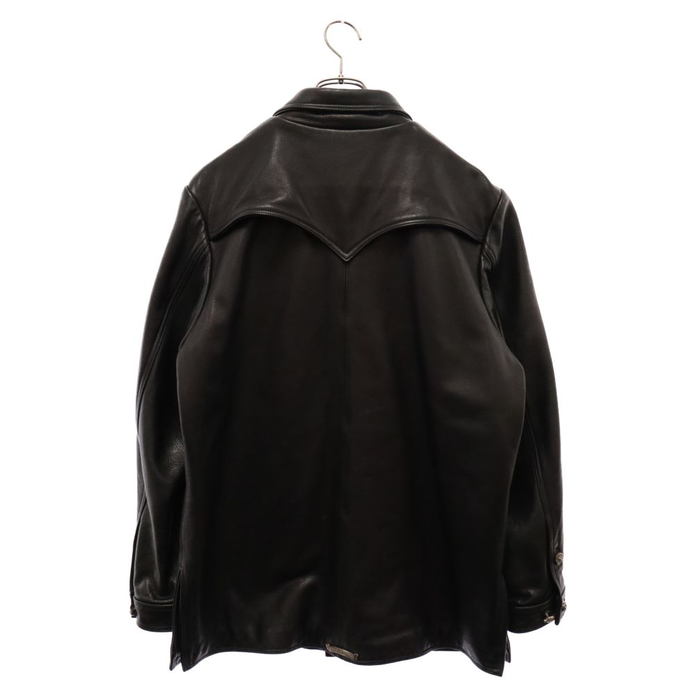 極美品】クロムハーツ クロウボタンハンティング レザー ハーフ コート ブラック 極美品】クロムハーツ クロウボタンハンティング レザー ハーフ