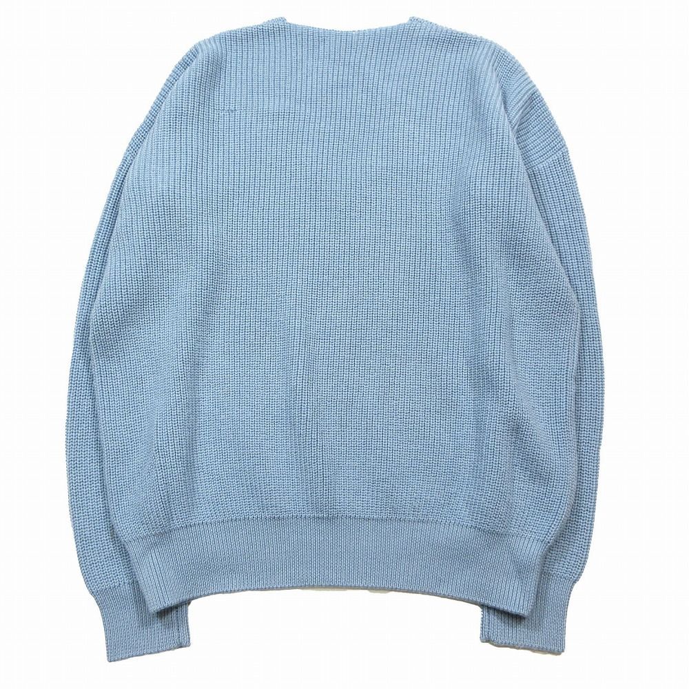 VONDELブルー畦編みセーター VONDEL フォンデル ニット セーター Vネック 畦編み プル
