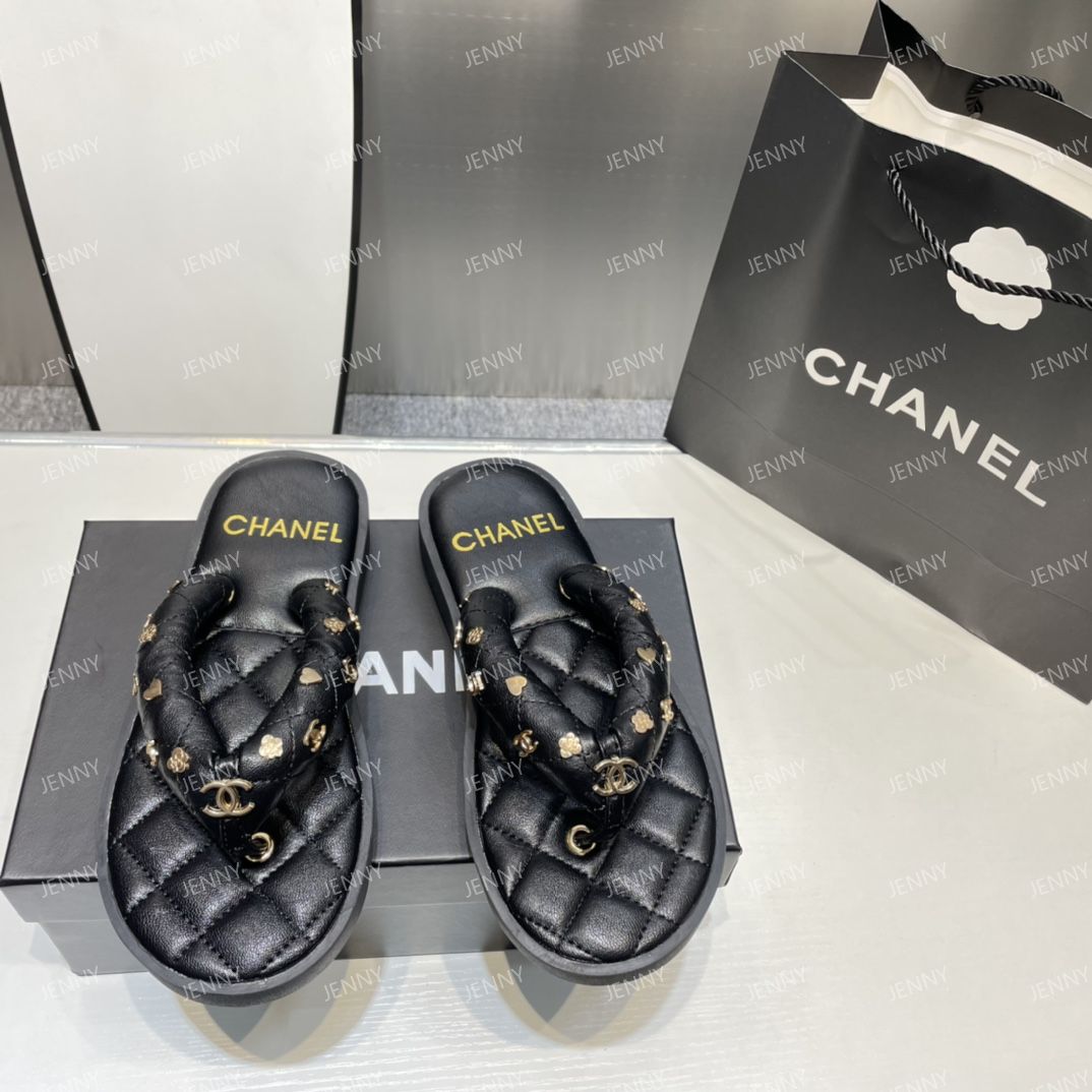 CHANEL シャネル厚底スリッパ  ブラック