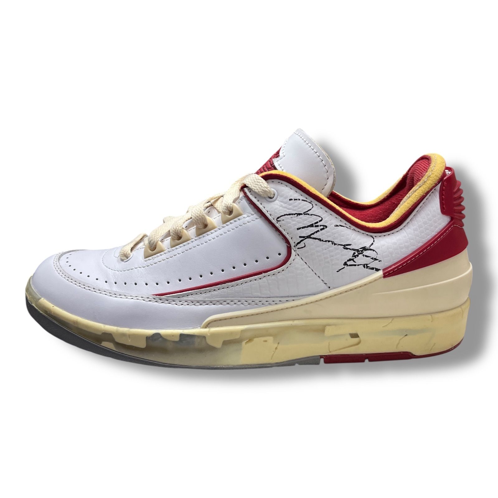 Off-White NIKE Air Jordan 2 Low White and Varsity Red エア 