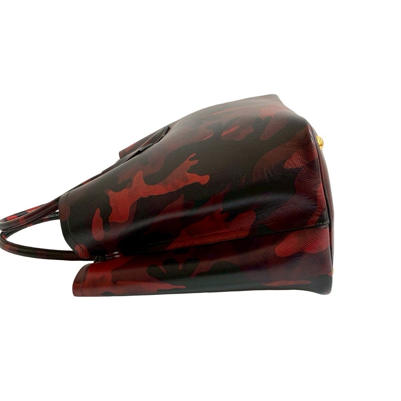 極 美品 PRADA プラダ 三角ロゴ 金具 カモフラージュ 柄 レザー