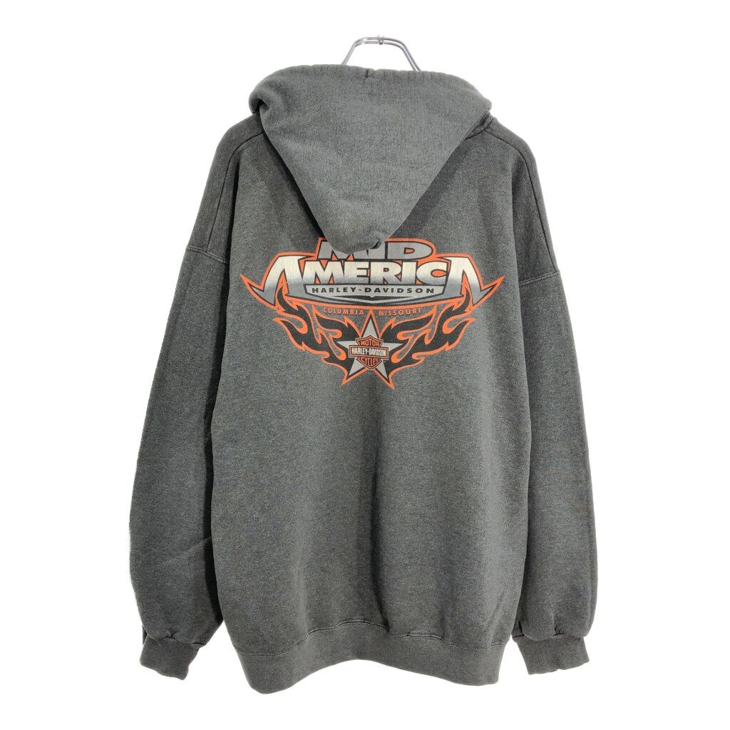 HARLEY DAVIDSON ハーレーダビッドソン モーターサイクル スウェット パーカー グレー メンズ L 古着 V5332