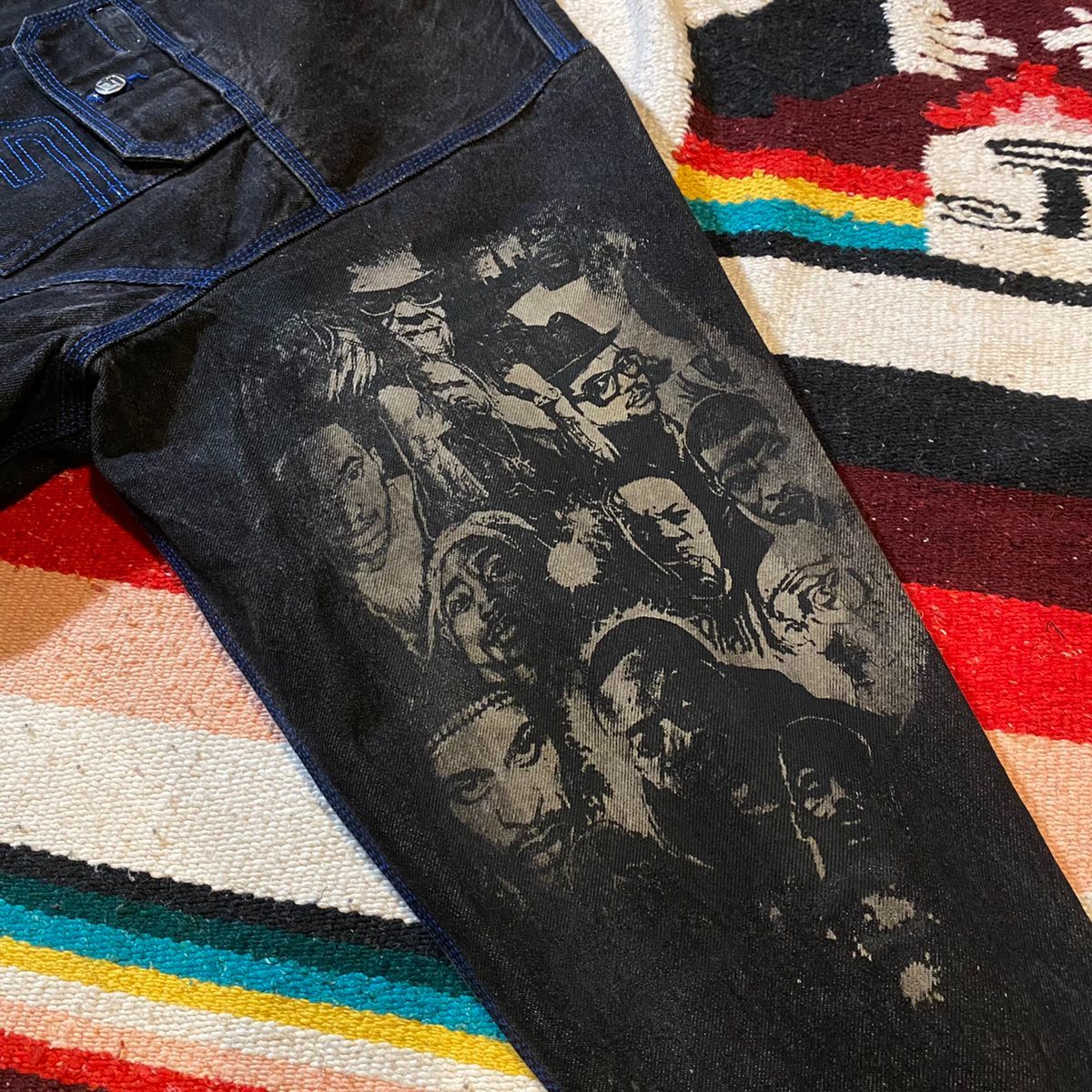 90s FUBU HIPHOP Paint Black Denim Jacket フブ ヒップホップ 