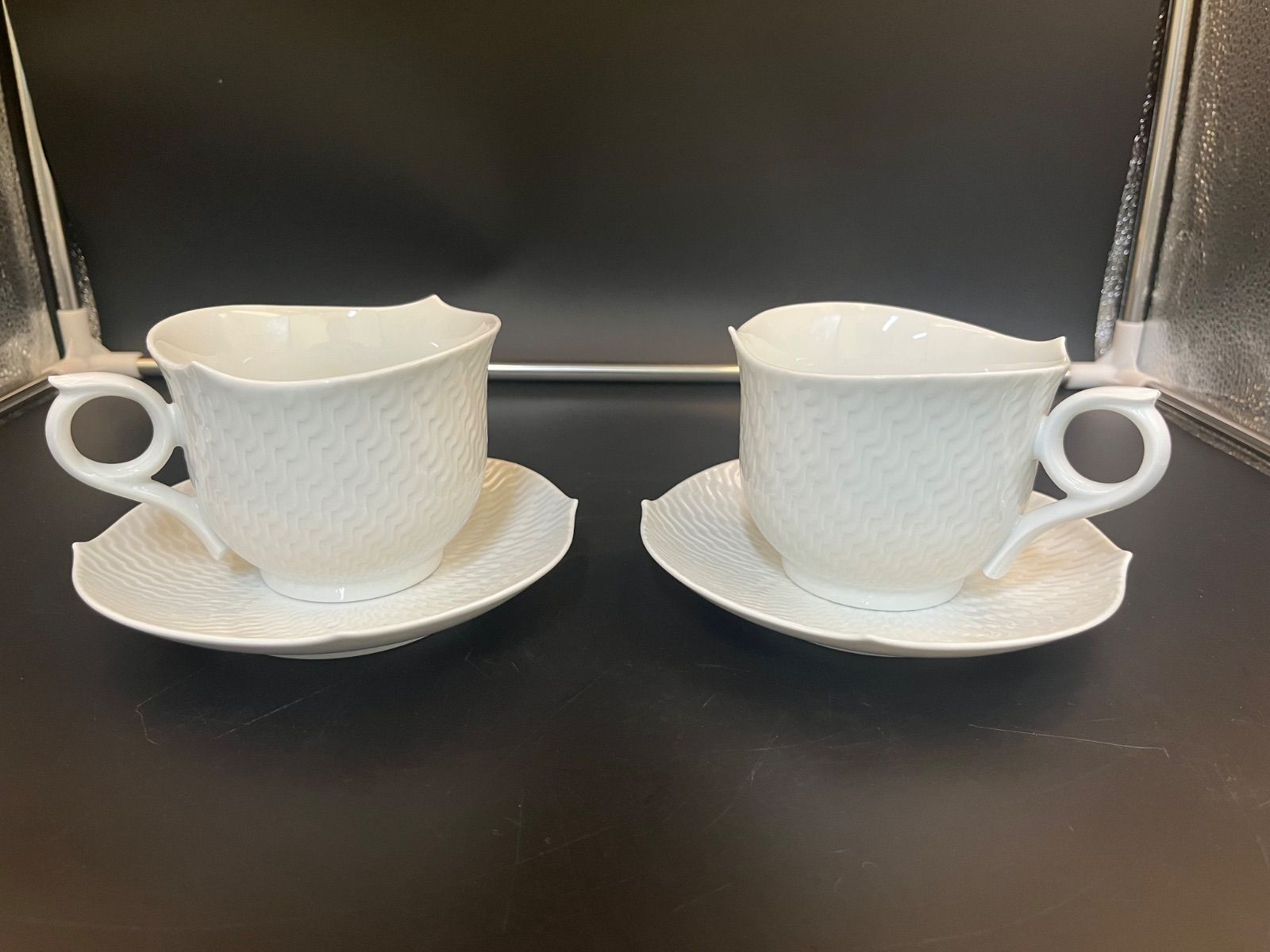 Meissen 波の戯れ カップ&ソーサー2個セット※若干の破損有※