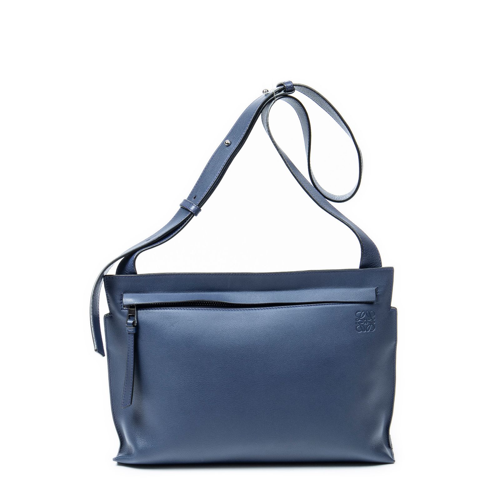 LOEWE ロエベウェブメディアメッセンジャーネイビーカーフスキンレザーA
