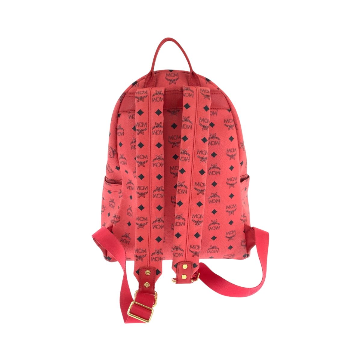 MCM エム シー エム ヴィセトス スタッズ レッド ゴールド金具 レザー 
