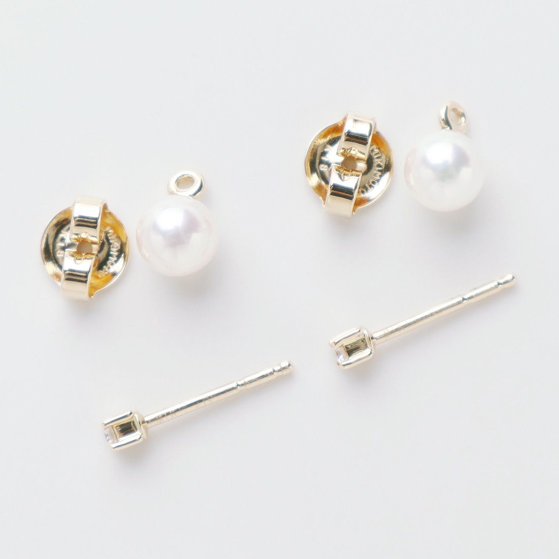 ミキモト k18 パールピアス ダイヤモンド MIKIMOTO （新品仕上げ済