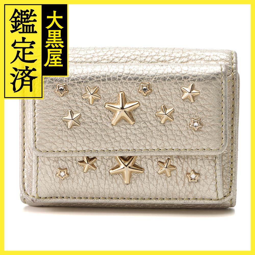 JIMMY　CHOO　ジミーチュウ　スタースタッズコンパクトウォレット　ゴールド　レザー【432】 2143500249666