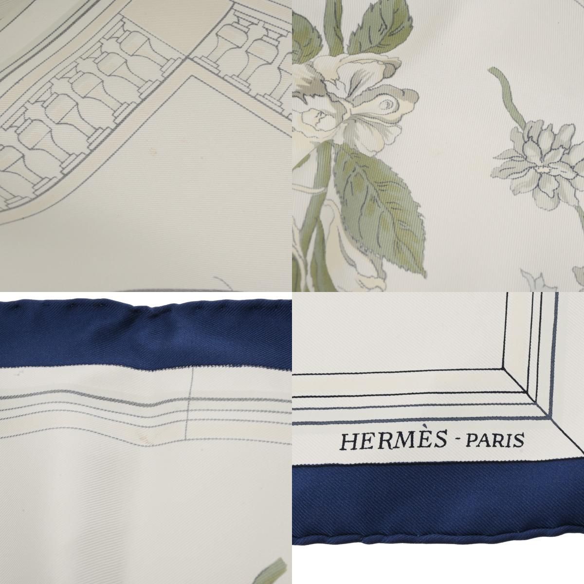 エルメス カレ90 Quai aux Fleurs 花咲く海岸通り アイボリー/ネイビー