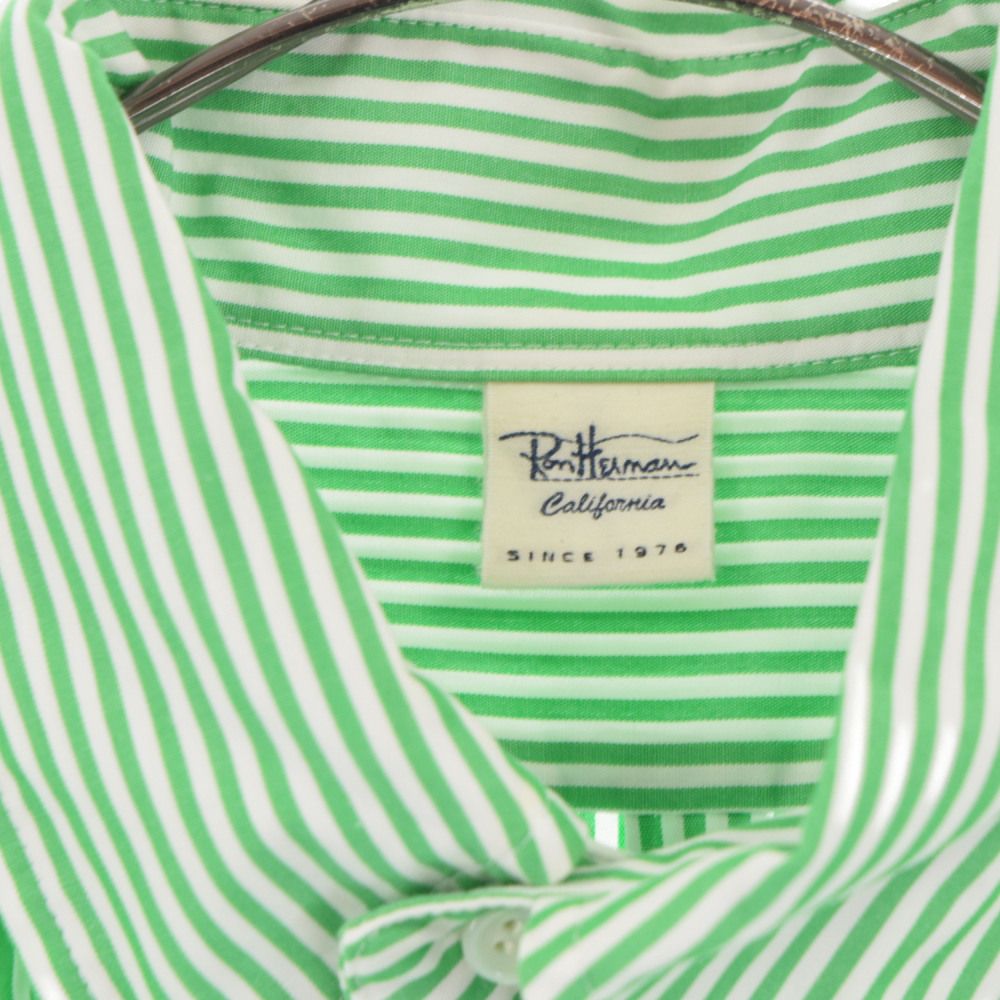 Ron Herman California (ロンハーマン カリフォルニア) Too Big Striped Shirt トゥー ビッグ ストライプ  長袖シャツ グリーン/ホワイト レディース 3710700136 - メルカリ