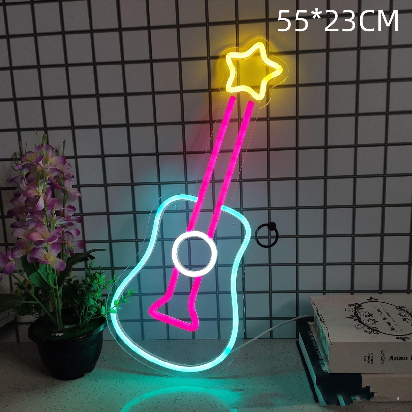 ネオンサイン 壁掛け ネオンイト ギター 発光サイン ネオン管 壁装飾 おしゃれ LED ネオン看板 部屋 インテリア バー カフェ 車 屋内 販売店 趣味 照明 D763