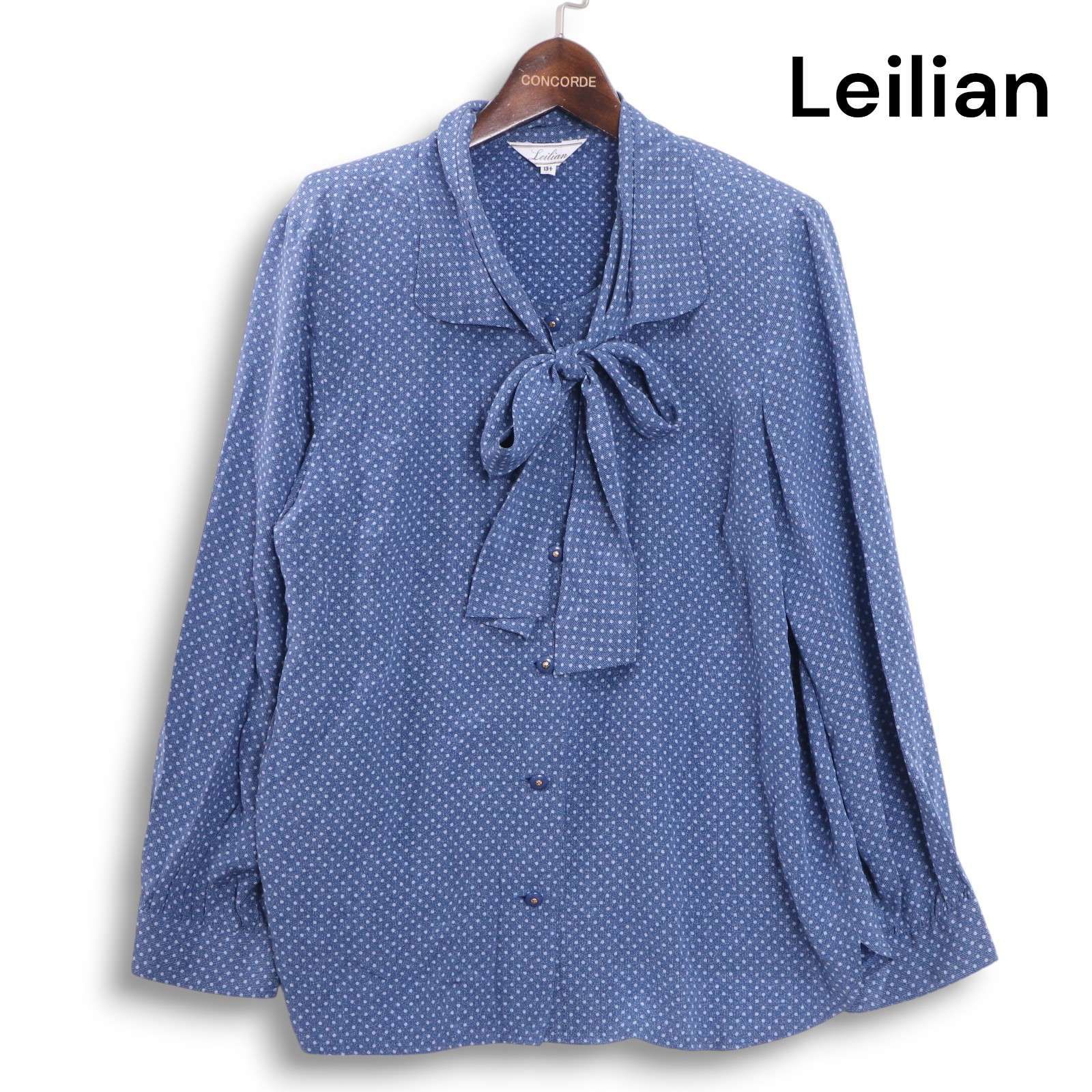 Leilian レリアン プラスハウス CORISIA イタリア生地☆ ドット柄 長袖 