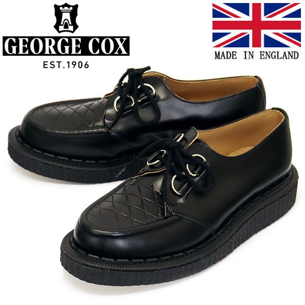 GEORGE COX (ジョージコックス) HAMILTON BINGLEY IVC ラバーソール レザーシューズ 040 BLACK gc UK4-約23.0cm