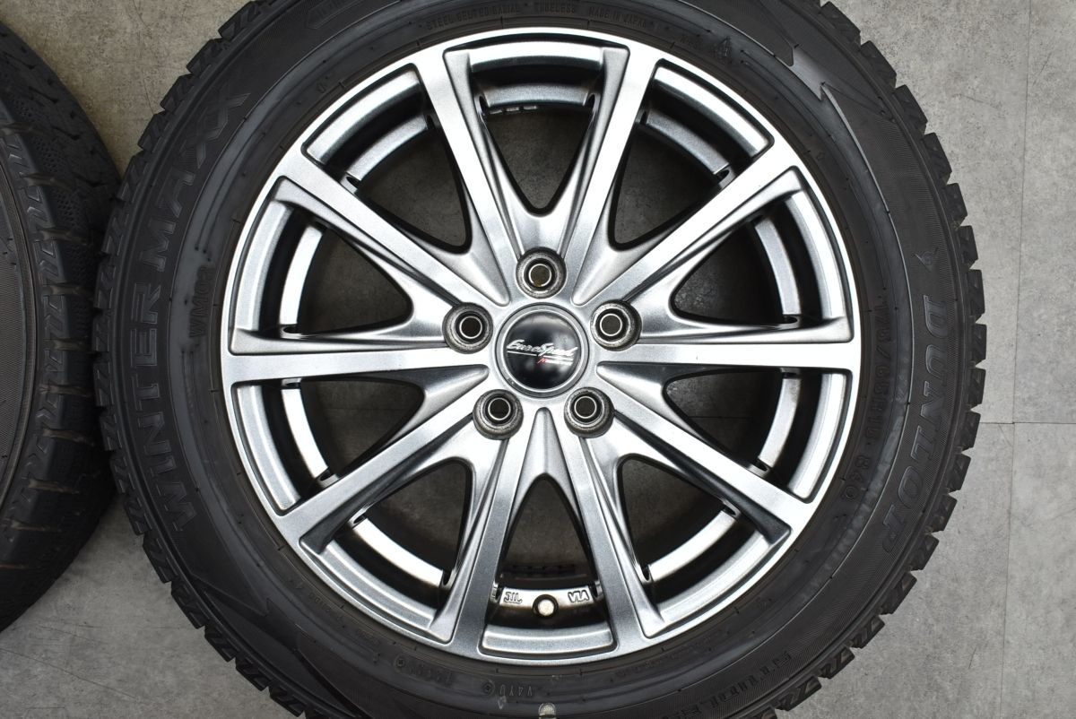 【バリ溝】ユーロスピード 15in 6J +45 PCD100 ダンロップ ウインターマックス2 WM02 175/65R15 ラクティス 10系 シエンタ トレジア