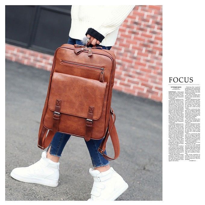 メンズ ＆レディース　スクエア　リュックサック  通勤 通学  新生活に！ スクエア型 リュック 通勤 通学 大容量 メンズ ＆レディース ブラウン