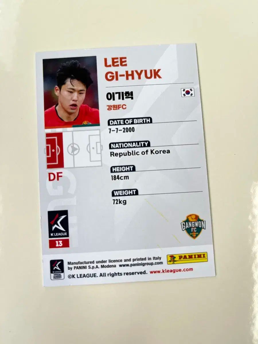 2025 Panini パニーニ 江原FC₍カンウォンFC イ ギヒョク サイン入り カード