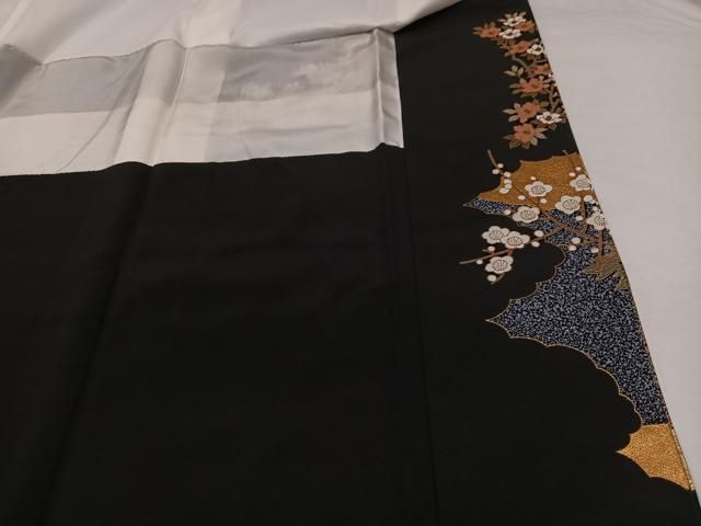 平和屋着物□豪華黒留袖 作家物 鴛鴦枝花文 本金箔 正絹 逸品