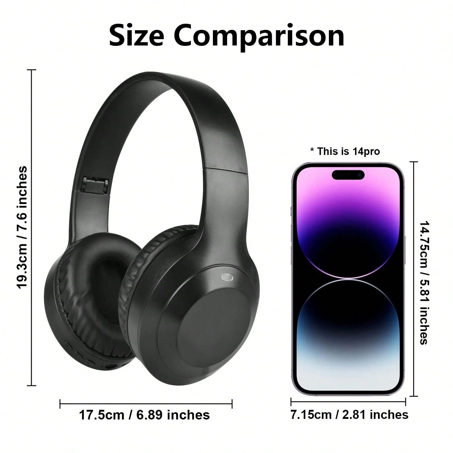 ワイヤレスヘッドホン ブラック折りたたみ式 ワイヤレス