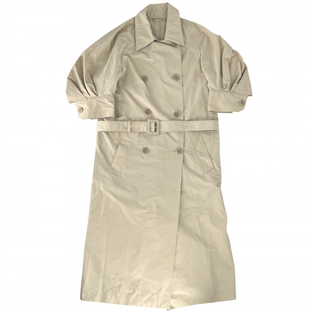 プラダ トレンチコート レディース パフスリーブ アウター ジャケット ロングコート アパレル 服 五分袖 PRADA 36 ベージュ コットン ポリエステル 春 秋 品