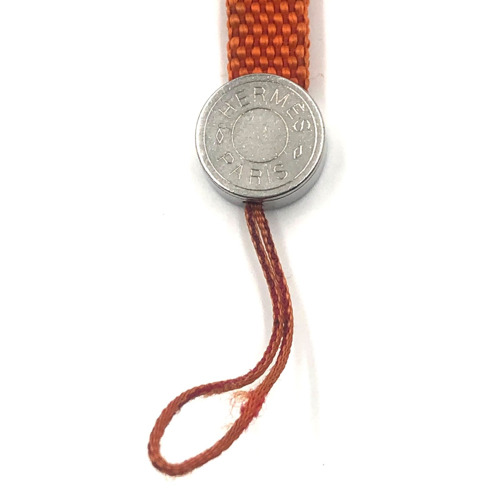 HERMES エルメス セリエ ストラップ チャーム オレンジ シルバー金具