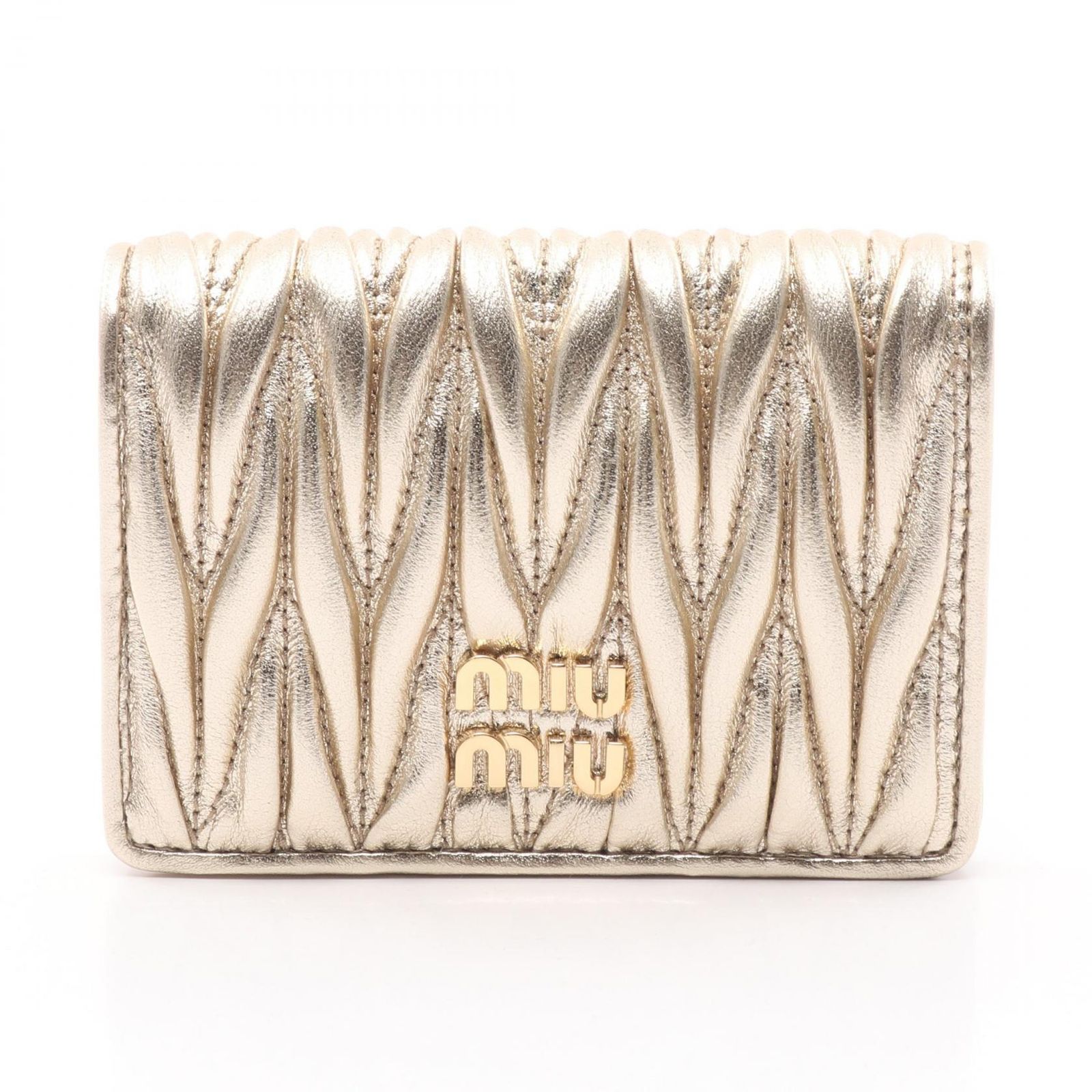 ミュウ ミュウ Miu Miu カードケース MATELASSE MIU マテラッセ 5MC103AFPPF0846 ゴールド レザー マテラッセレザー カードケース レディース