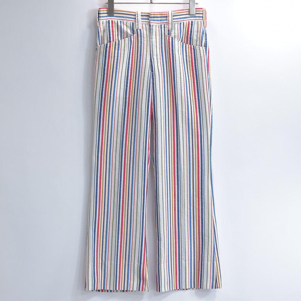 【vintage】希少70s~TALONジップマルチカラーストライプフレアパンツ 70s Vintage マルチストライプ シアサッカー スラックス TALON