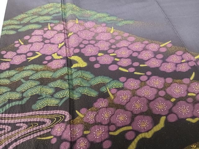 平和屋着物○訪問着 作家物 流水に松竹梅 暈し染め 金彩 金通し地