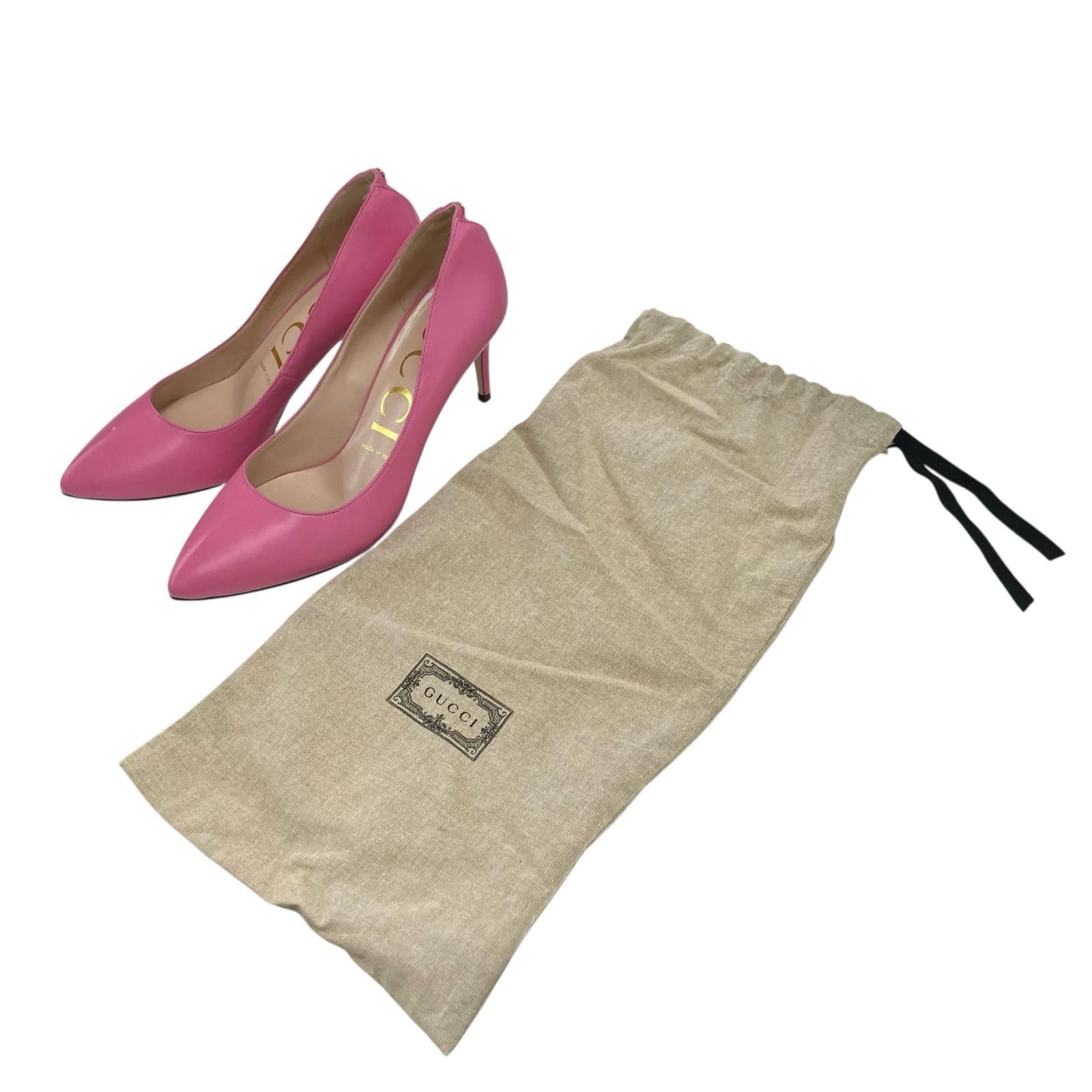 186005 GUCCI グッチ パンプス ハイヒール 38 25cm ピンク