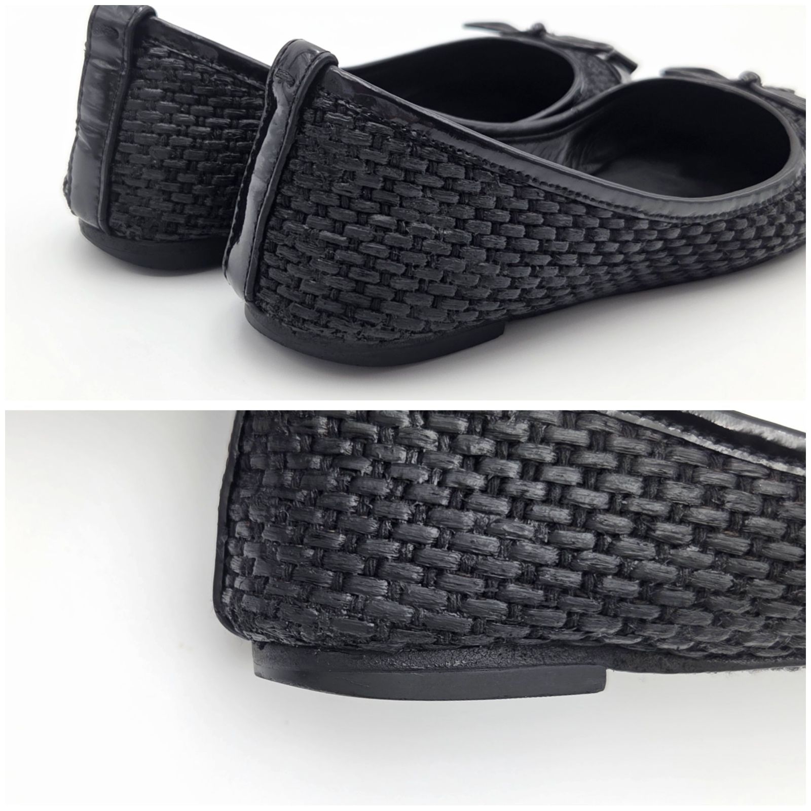 TORY BURCH トリーバーチ フラットシューズ リボン ストロー 5.5M 22.5 