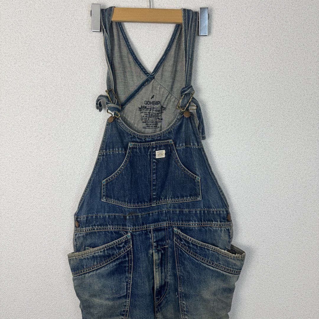 GOHEMP ゴーヘンプ オーバーオール デニム 色落ち ブルー メンズ