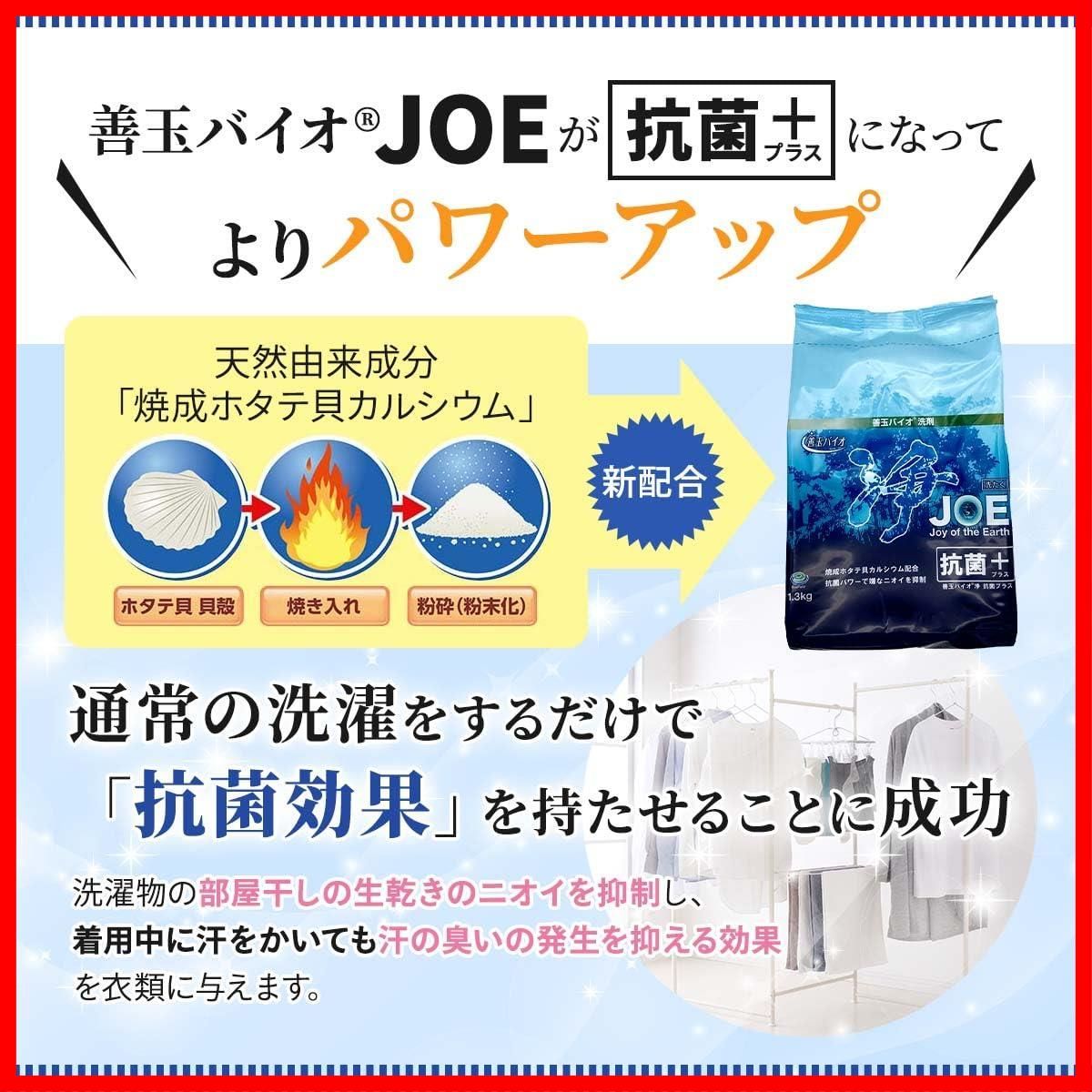エコプラッツ JOE 善玉バイオ浄 抗菌プラス 粉末 エコ洗剤 無香料 3袋 詰替容器あり