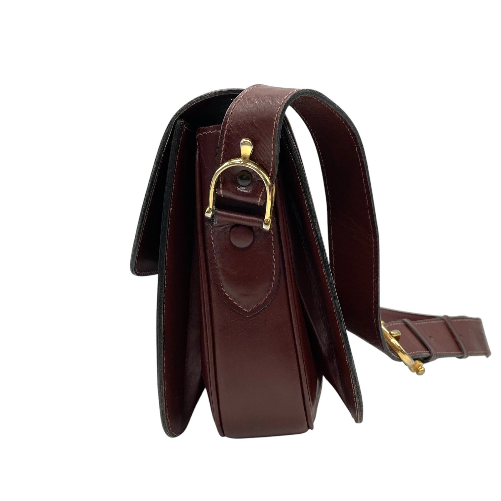 CELINE　ハンドバッグ　ワンショルダー　馬車金具　肩掛け　レザー　ボルドー セリーヌ CELINE ショルダーバッグ ワンショルダー 馬車金具 ボルドー