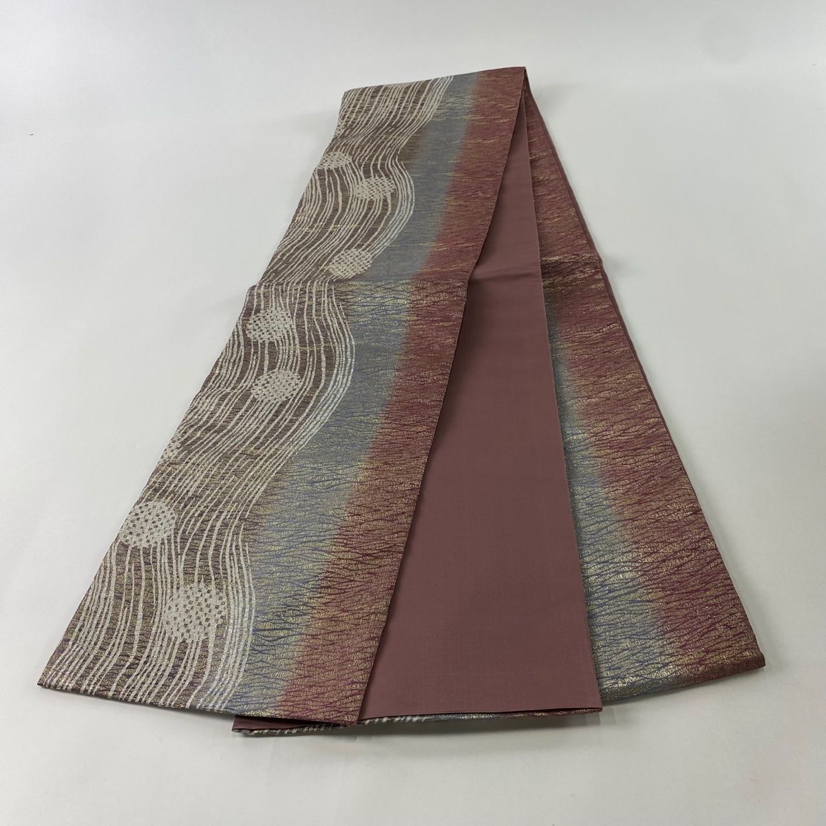 袋帯 六通 よろけ縞 幾何学 リバーシブル 袋帯 六通 よろけ縞 幾何学 リバーシブル 袋帯 六通 よろけ縞