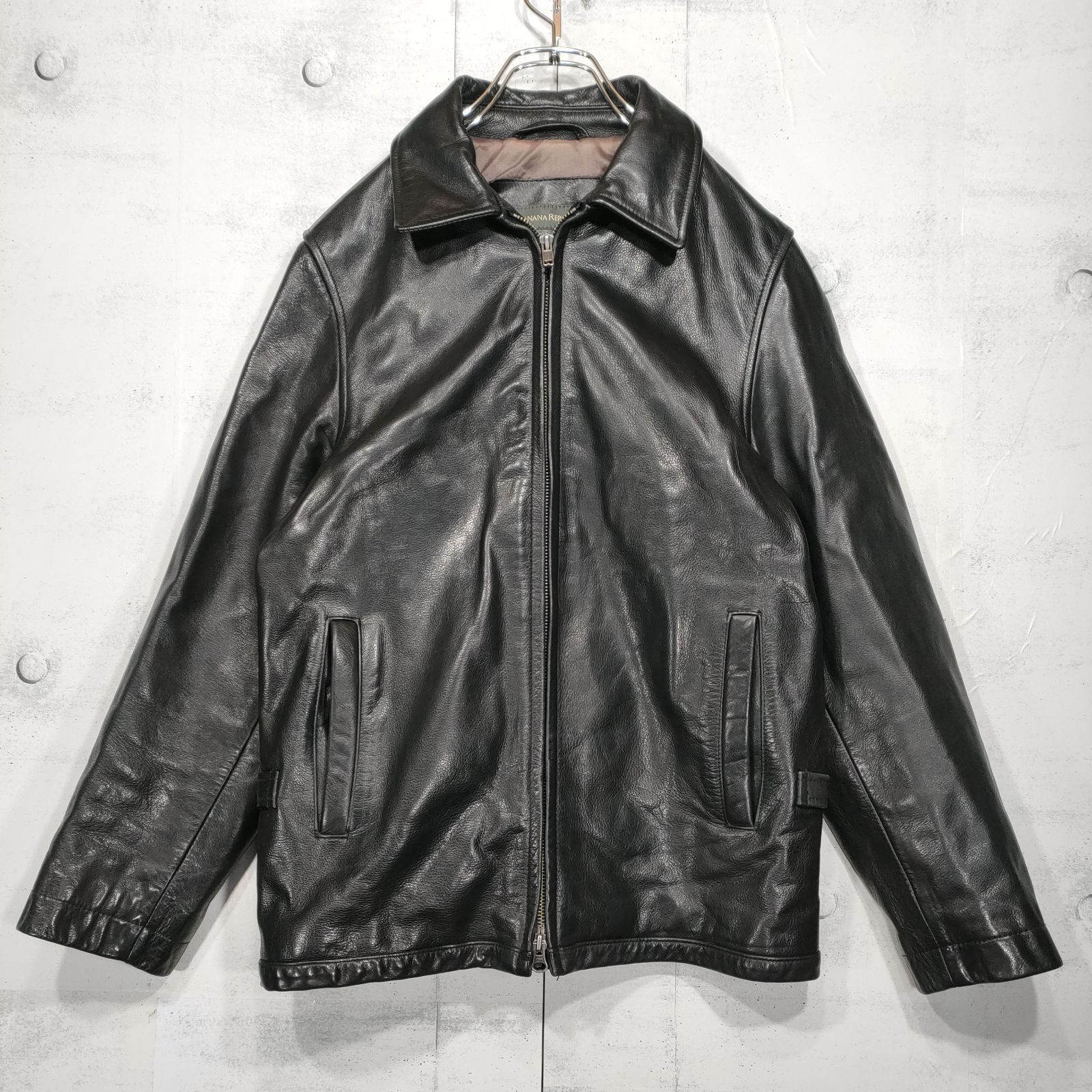 バナナリパブリック シングルライダース レザー ブラック XS