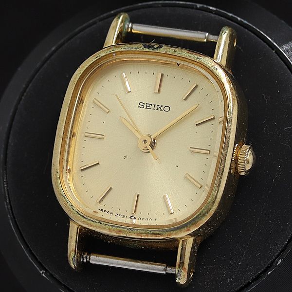 ⭐️土日限定⭐️ピュアゴールド2000mg 2本セット37,500円‼️ セイコー 2P21-5B40 QZ ゴールド文字盤 レディース腕時計