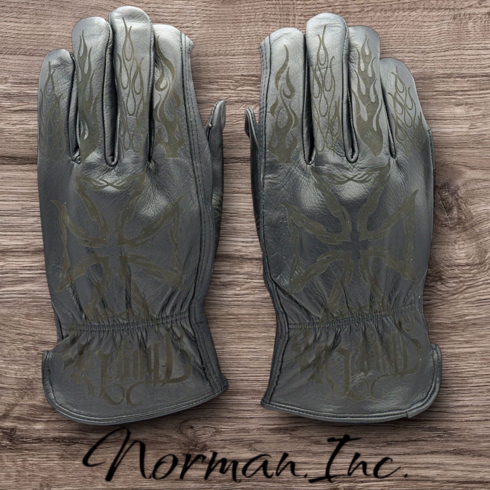 牛革 レザーグローブ アイアンクロス ブラック 黒 アメリカン バイク