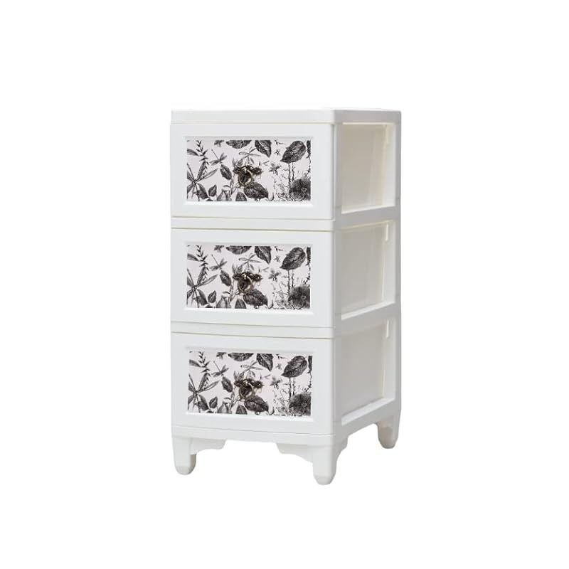カドリーチェスト 3段 Premium ホワイト|フラワー 1