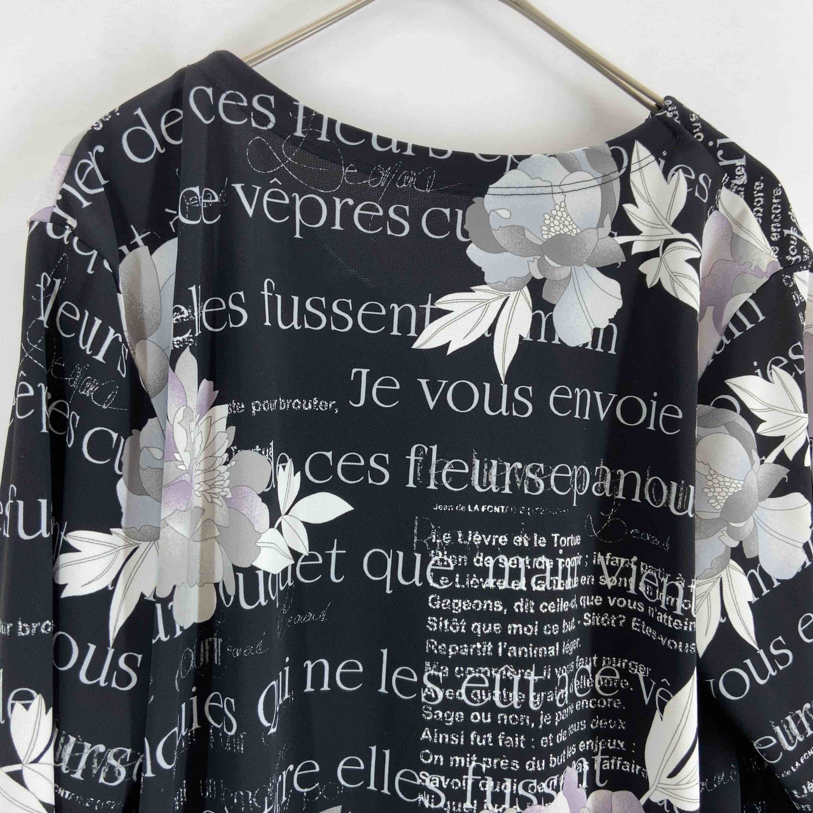 レオナール LEONARD チュニック サイズ42 L レッド×グレー×マルチ レディース 鳥/花柄/半袖 美品 ワンピース カットソータイプチュニック サイズ42 LEONARD レオナール レディース