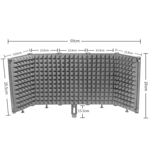 汎用 マイク分離シールド 5つ折り 折り畳み 低ノイズ 録音 吸音 デスクトップ 卓上 スタンド用 録音 雑音低減 角度調整可 多層フィルター 軽量  - メルカリ