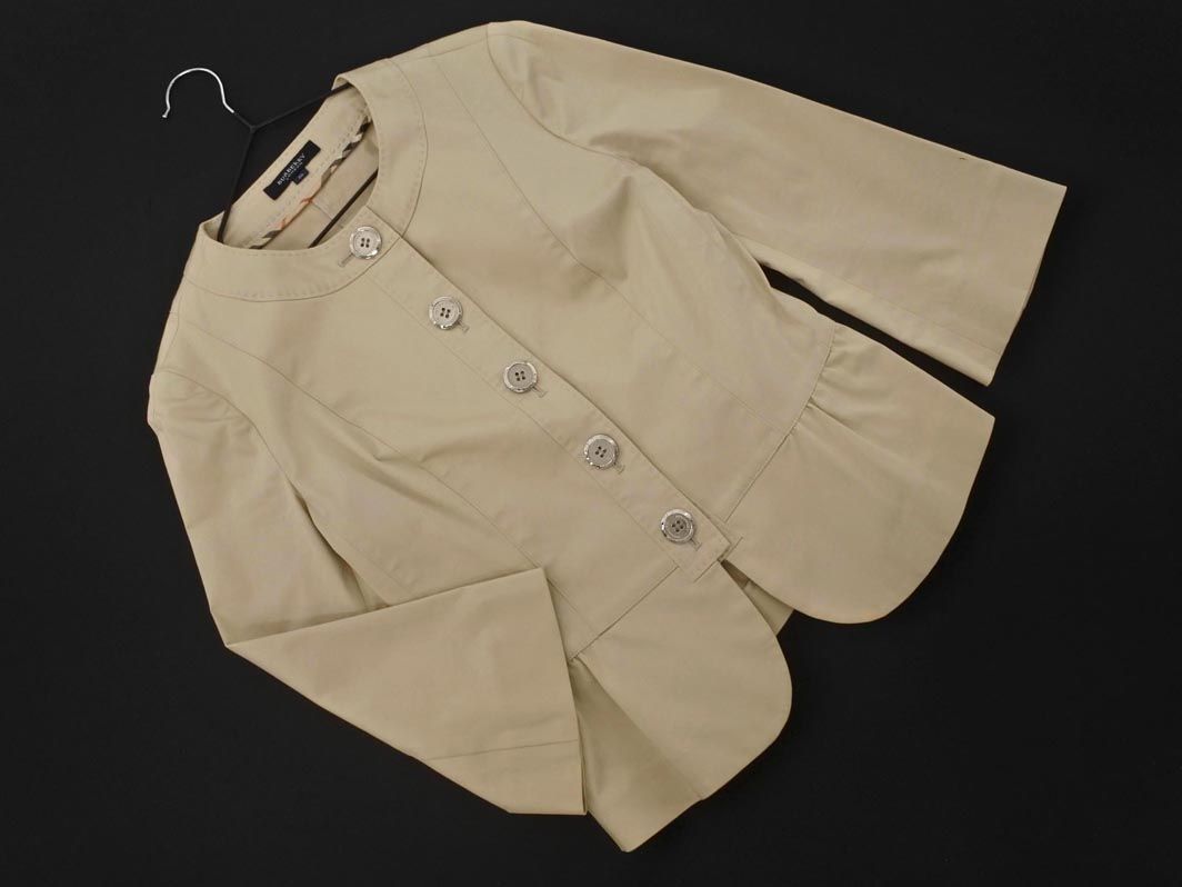 BURBERRY LONDON ノーカラージャケット ベージュ BURBERRY バーバリー LONDON ノーカラー ジャケット size36