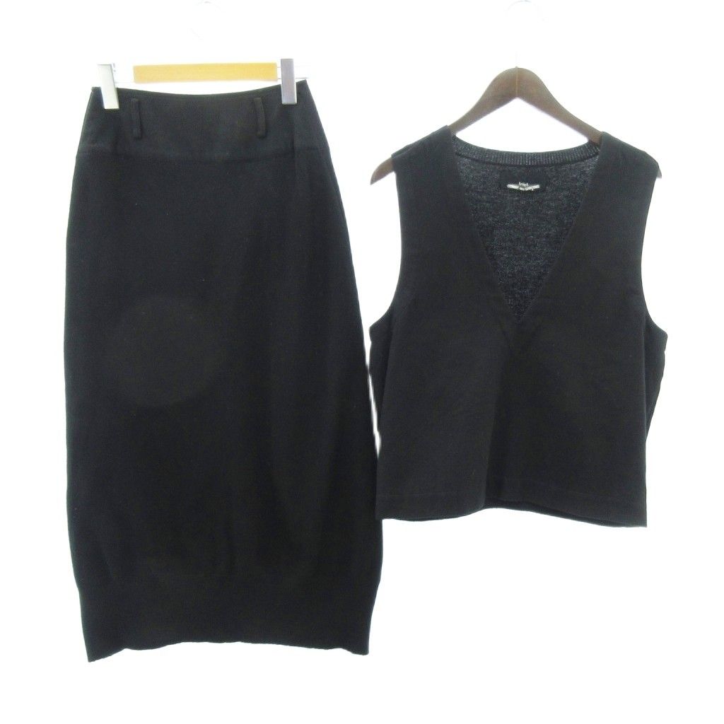 トリココムデギャルソン tricot COMME des GARCONS 90s セットアップ ベスト スカート ウール 黒 ブラック F フリーサイズ TV-040120