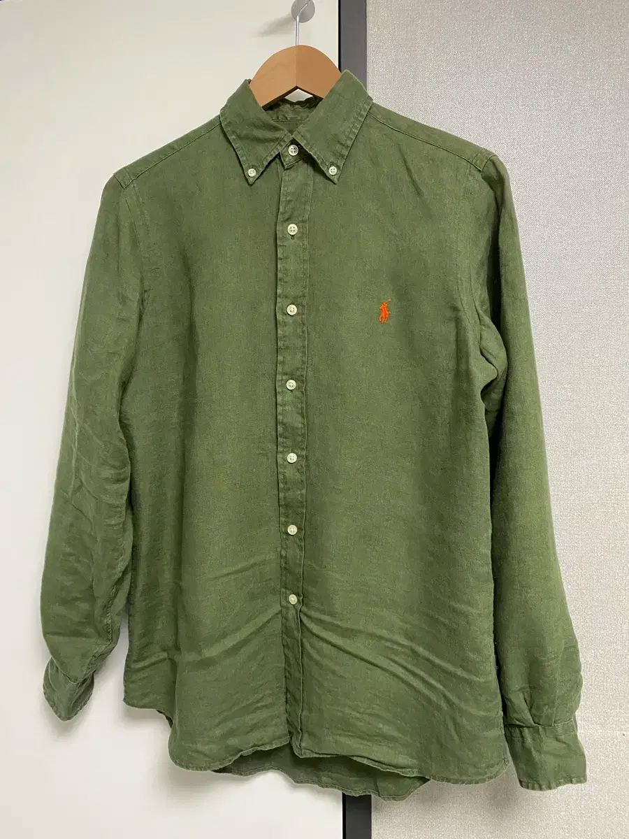 Ralph Lauren リネン長袖シャツ Sサイズ　オリーブグリーン　カーキ ポロ Ralph Lauren(ラルフローレン) リネン シャツ クラシック