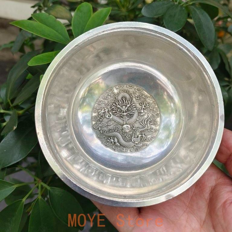 銅製 浮彫双龍戯珠碗 茶碗 装飾品 工芸品置物 - メルカリ