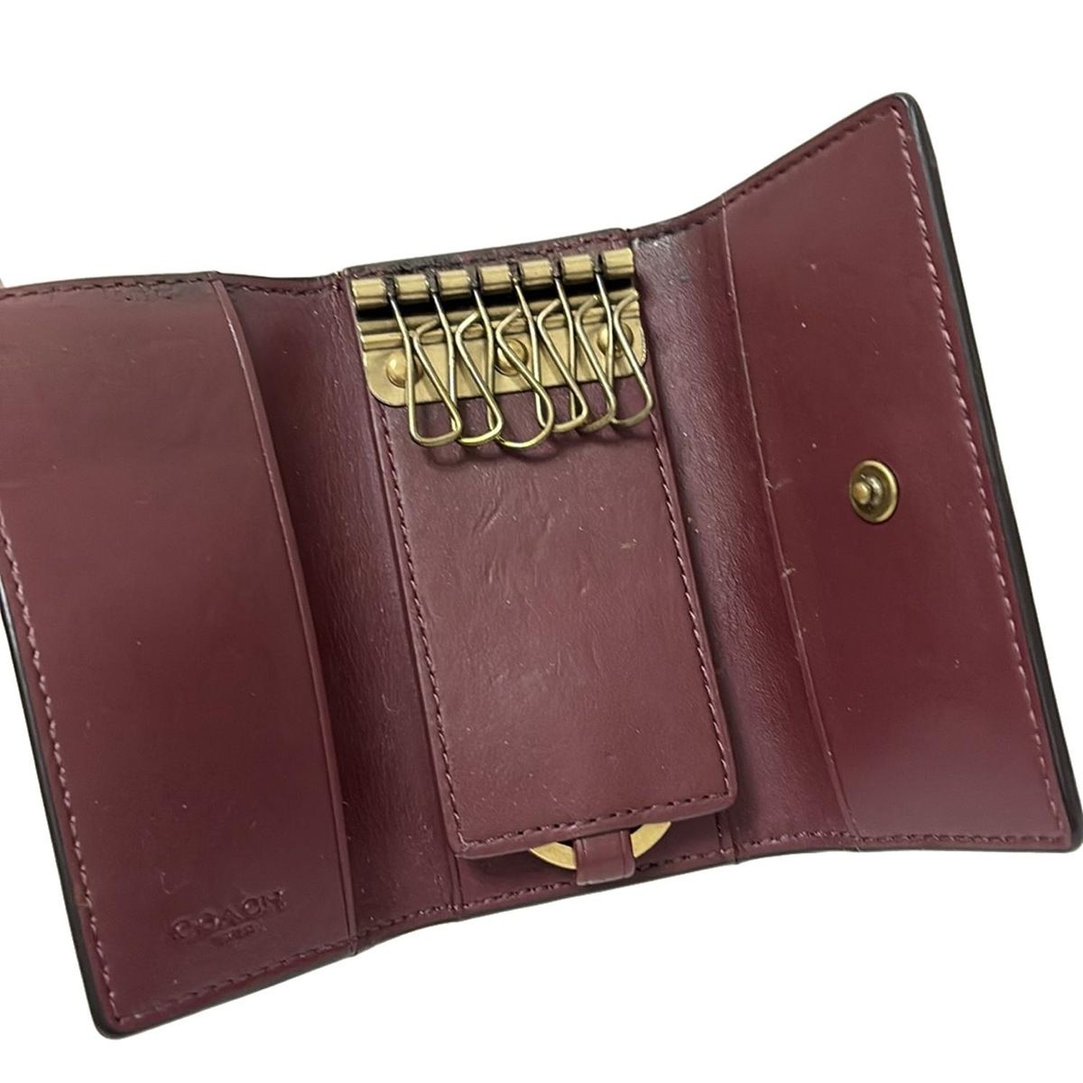 COACH(コーチ) キーケース - 6419 ベージュ×レッド×マルチ 6連