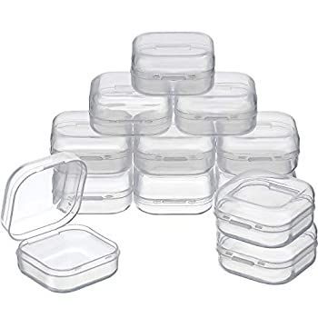 SATINIOR 12個パック クリアプラスチックビーズストレージコンテナボックス ヒンジ蓋付き ビーズなど用 (1.38 x 1.38 x 0.71インチ)
