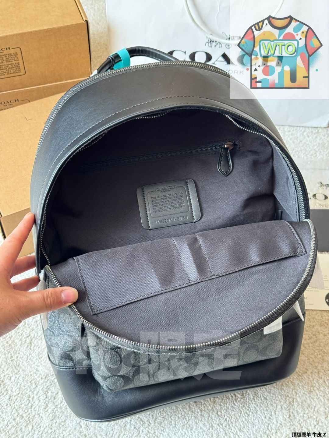 今日WTO】Coach West 35 Black Monogram Patchwork Backpack