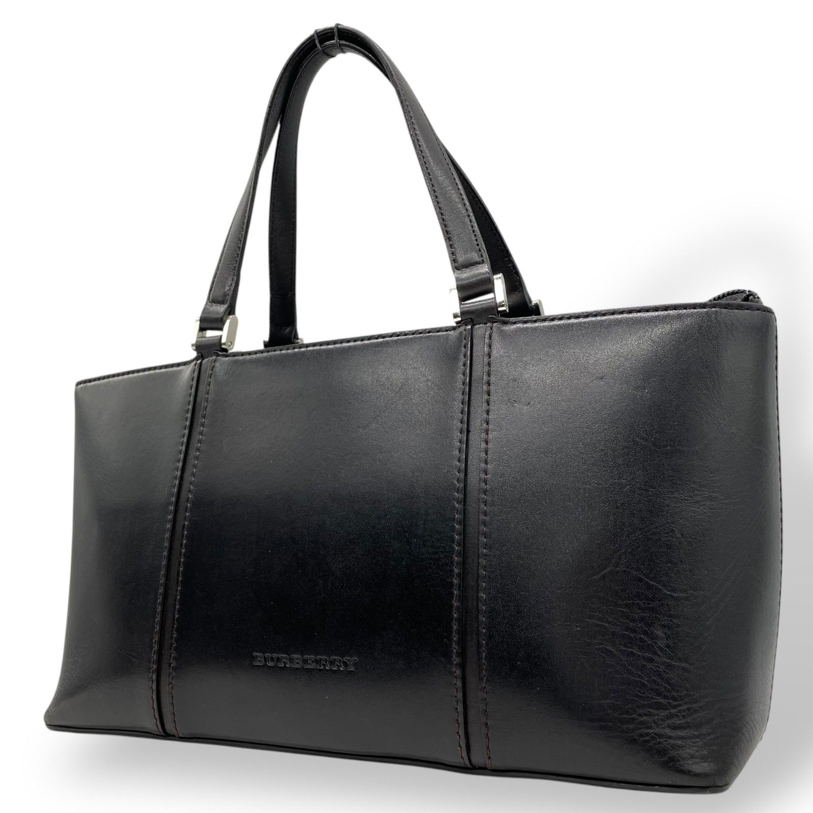 美品 BURBERRY バーバリー ハンドバッグ 本革 レザー 黒 ブラック ノバ 
